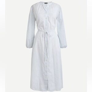 J. Crew Tie-waist cotton voile midi dress in deck stripe Sz 2